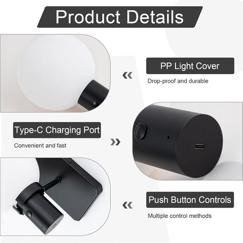 Dimmable (1 Pack) Rechargeable Battery Operated Wall Light with Remote Control, Wall Mount Light for Hallway Bedroom