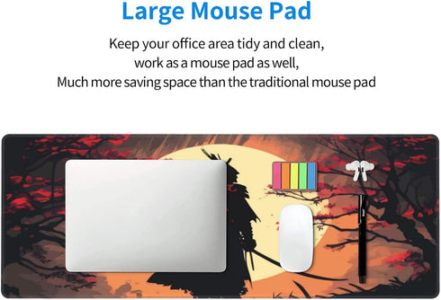 Sigouyinei Office(31.5"X 11.8") Japanese Samurai Walking to The Sun Gaming Keyboard Mouse Pad Mousepad Huge Extended XL