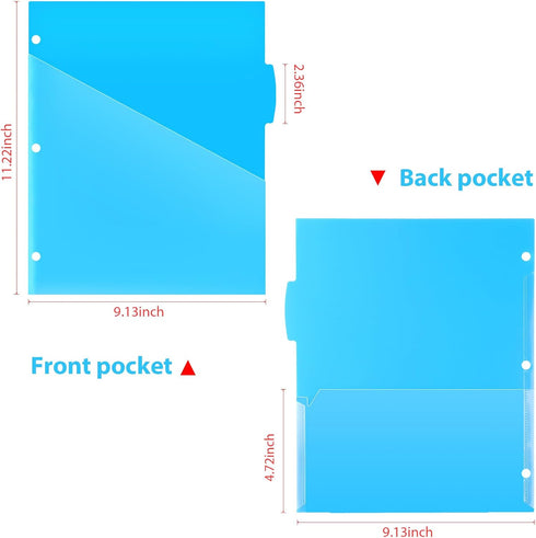 WOT I Plastic 5-tab Dividers with 2 Clear Pockets, 3 Sets, Binder Dividers for 3 Ring Binder, Bright Colors