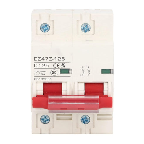 DC Miniature Circuit Breaker, 2 Pole 1000V 125Amp Isolator for Solar PV System, DIN Rail Installation