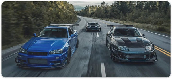 Large Mouse Pad Gaming, Japanese Car JDM R34 Art Desk Mat, Extended Keyboard Computer Pad, 40x90cm