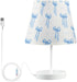 ALAZA Table Lamp Blue Bows White Bedside Lamp for Bedroom LED Nightstand