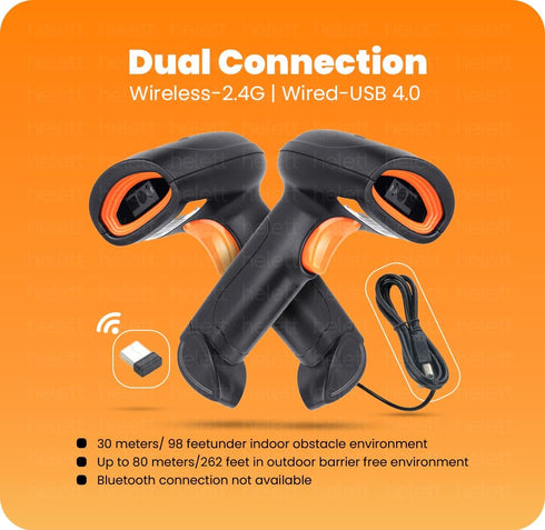 helett HT20 2.4GHz 2D 1D Wireless & Barcode Scanner (QR Code & Barcode) Wired & Wireless(Rechargeable) Connectivity |