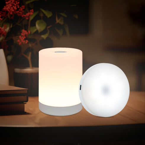 DAZZY DOT Rechargeable Puck Lights 2 Pack, Dimmable Cool WhiteTouch Light Stick