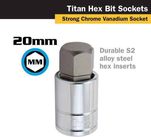 Titan Tools 3/8 Dr 20Mm Hex Bit Socket (15620)