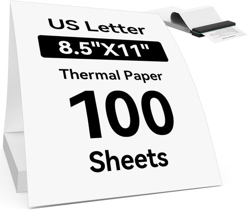 Atnadov Thermal Printer Paper 8.5 x 11 Inch, 100 Sheets US Letter Size