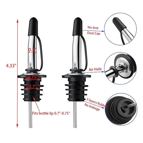 Cyyaog 20pcs Liquor Olive Oil Vinegar Dispenser Stainless Steel Bottle Wine Bottle Pourer(Rose Gold)