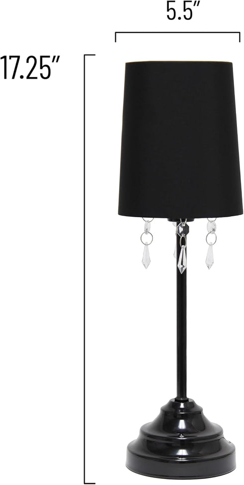 17.25" Simple Designs Chic and Stylish Crystal Adorned Table Lamp - Black