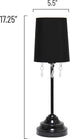 17.25" Simple Designs Chic and Stylish Crystal Adorned Table Lamp - Black