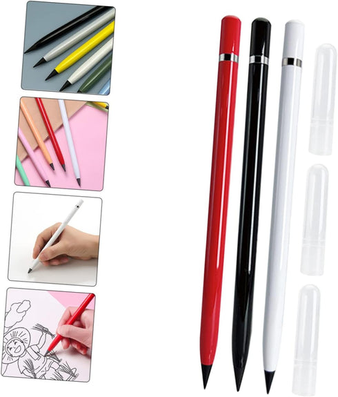 NUOBESTY 3pcs Eternal Pencil Erasable Pencil Forever Art Pencils Everlasting Pencil Drafting Supplies No Sharpening Pencils Black Pencils Ink Engraved Pencils Child Metal Wooden Pole by NUOBESTY