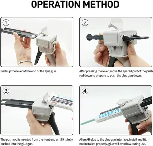 AB Glue Gun, 50ml Two-Component Glue Gun, 2:1/1:1 Epoxy Sealant Dispensing Kit