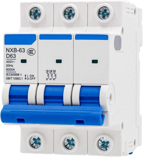 Baomain Mini Circuit Breaker NXB-63 D63 AC 400V 63Amp 3 Pole DIN Rail Mounting for Motor Protection
