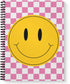 Retro Happy Face Spiral Notebook, 8.5" x 11" Journal, 120 Wide Ruled Pages, Durable Gloss Laminated Softcover Binding
