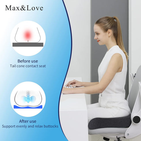Tailbone Memory Foam Seat Chair Cushion for Relieves Back Sciatica Pain Pain Coccyx Degenerating Disc Orthopedic