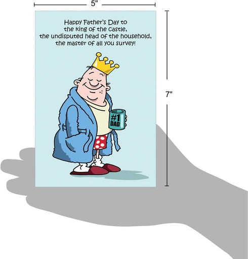 NobleWorks - 1 Funny Father's Day Card for Dad, Pa, Pop, Daddy, Stepfather with Envelope - Humor Notecard, King of the