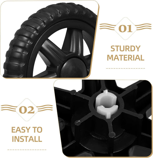 2-Piece Heavy-Duty Rubber Wheels for Shopping Carts - Shock Absorbing Casters
