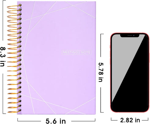Meeting Notebook with Action Items, 120 Sheets A5 Work Notebook for Office Business Meeting Agenda for Men Women