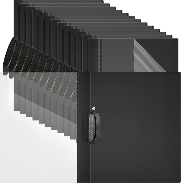 Teling 48 Pcs Clear Report Covers with Clip, Plastic Presentation Folders for Classroom Business Files (Black)