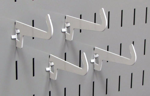 Wall Control Slotted Hook Pack, 3-1/2in Reach Curved Tip for Pegboard and Tool Board - White