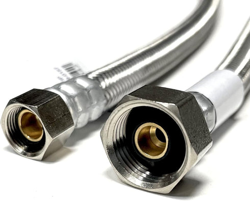 Faucet Water Supply Connector Line, Braided Stainless Steel, 3/8" Comp x 1/2" FIP (2, 20 inch)
