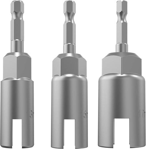 3 Pack 1/4" Hex Shank Nut Driver Power Wing Nut Drill Bit Socket Tool Drive Kit