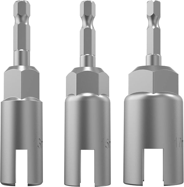 3 Pack 1/4" Hex Shank Nut Driver Power Wing Nut Drill Bit Socket Tool Drive Kit