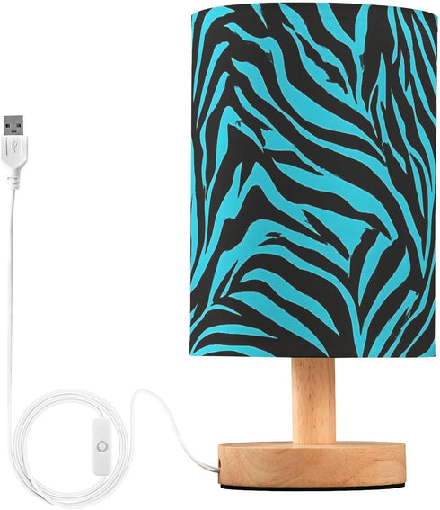 ALAZA Blue Black Zebra Texture Bedside Table Lamp for Bedroom Living Room