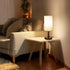 Bulb Wood2) LALISU Small Table Lamp Nightstand Lamp Linen Lampshade Bedroom Wood Base Small Bedside Lamp for Night