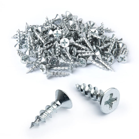 POWERTEC #6 x 5/8" Wood Screws – 100 PCS Zinc-Plated Self-Tapping Phillips Screws for Crafts and Wood