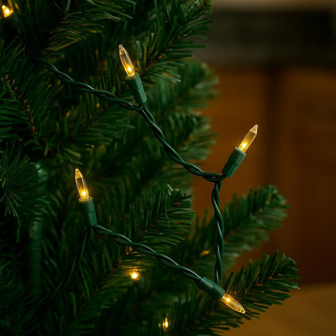 13.5 35 Bulb 4" Bulb 24" Novelty Lights Feet Clear Mini Light String on Green Wire, Non-Connectable Incandescent Fairy