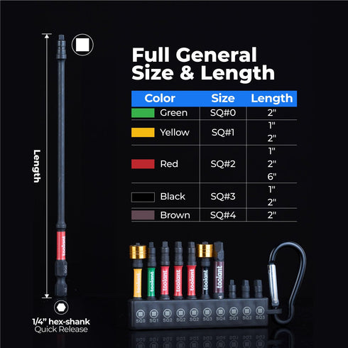toolant Square Bit Set, Impact S2 Steel Square Drill Bit with Magnetic Tips, 10pcs Robertson Driver Bits