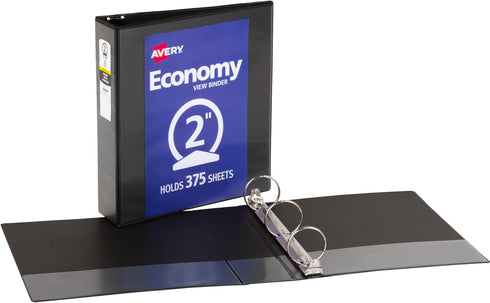 Avery Economy View 3 Ring Binder, 1 Black Binder, 2" Round Rings (05730)