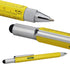 HeTaoCat Gifts Multi Tech Tool, 6 in 1 Stylus Pen with Screwdriver, Ruler, Levelgauge, Ballpoint Black Ink (Yellow)