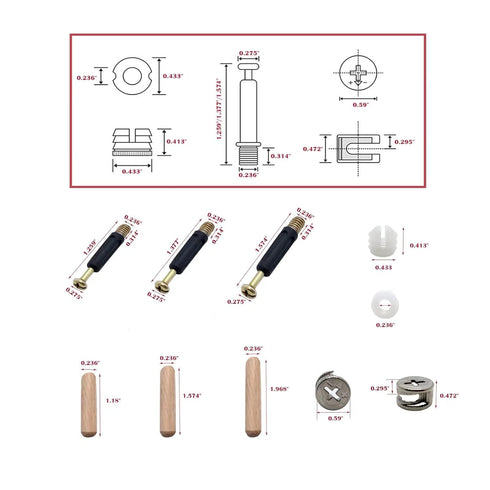 300Pcs 3-in-1 Furniture Connecting Hardware Kit, Cam Lock Fasteners, Wood Dowel Pins, Pre-Inserted Nut for Furniture