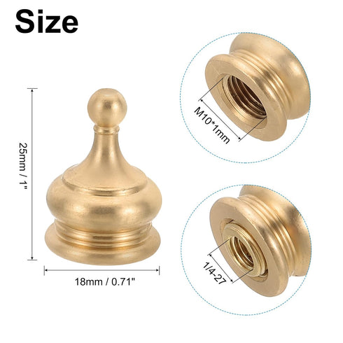 PATIKIL 18 25mm 3 Set x Lamp Finials Caps Knob, Solid Brass Lamp Shade Top Decoration Screw Cap Nuts with Brass