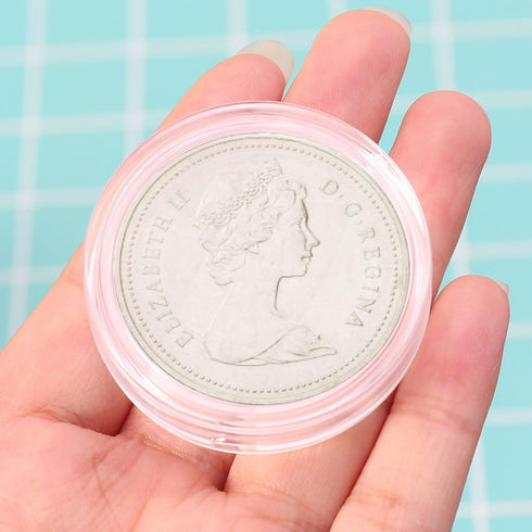 Hisocute 38.6mm Round Acrylic Coin Storage Box Clear Container Organizer For Home Bedroom Office Bookshelf Show Storage
