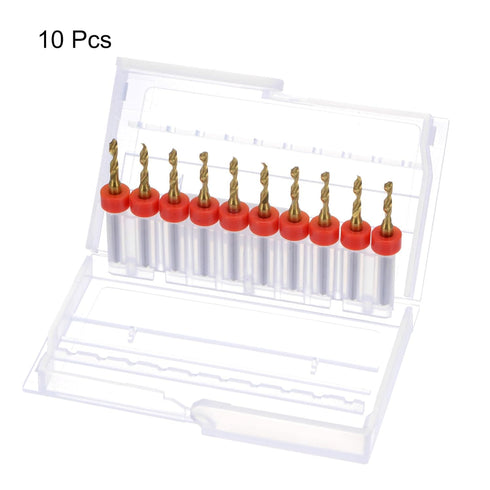 uxcell 10pcs PCB Drill Bits, 1/8" Shank Titanium Coated Carbide Mini Drill Bits Set for Circuit Board