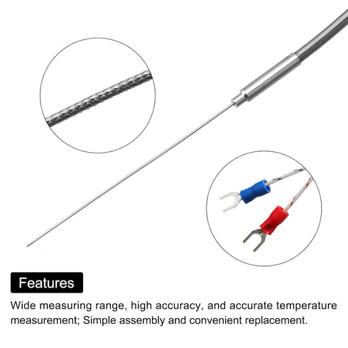 MECCANIXITY K Type Thermocouple Temperature Sensor Probe, 1x100mm with 6.6ft Wire for 0 to 1000°C