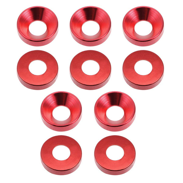 uxcell 10Pcs Aluminum Alloy Countersunk Washer for Screw Bolt, 0.47" x 0.2" x 0.13", Red