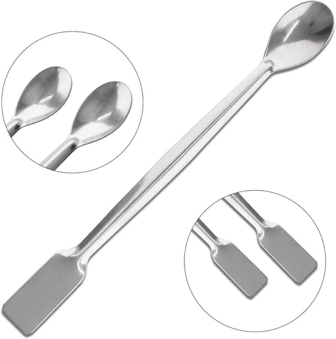 10 Pcs 2 in 1 Double Ended Lab Spoon - Stainless Steel Micro Lab Spatula for Reagent Sampling