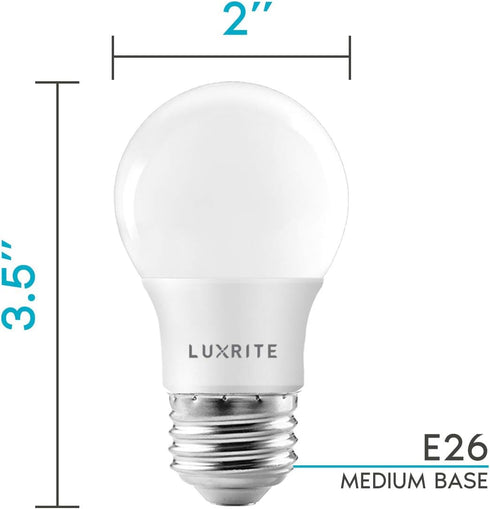 LUXRITE A15 LED Bulb, 40W Equivalent, 7W, 4000K Cool White, 600 Lumens, Dimmable E26 Medium Base, 6 Pack