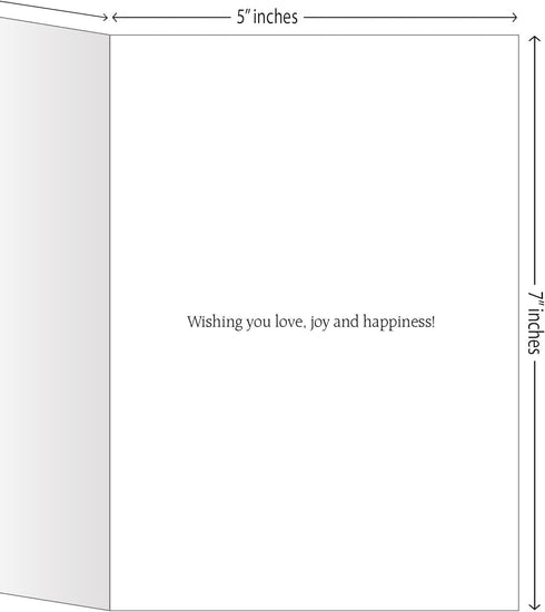 New Year Cards - Set of 18 Heavy Stock 5x7 Holiday Cards & Envelopes