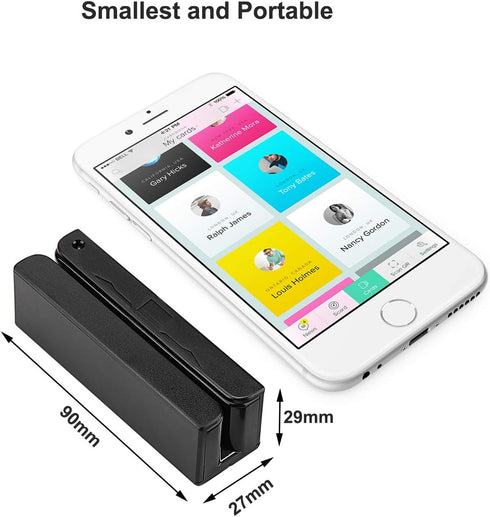 MSR90 USB Swipe Magnetic Credit Card Reader - Mini Smart Card Reader for MSR605, MSR606, Deftun