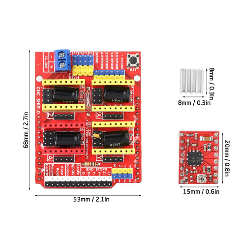 ChuyTrading V3, 3D 3pcs A4988 08. 4 3D CNC Expansion Board Printer Engraver Expansion Board with Driver Module, GRBL