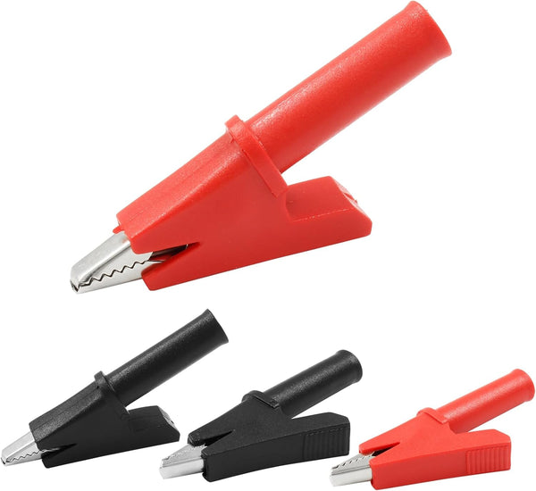 4pcs Insulated Alligator Clips, Heavy Duty 30A Nickel Plated Copper Clamps for Electrical Testing, 4mm Banana Plug