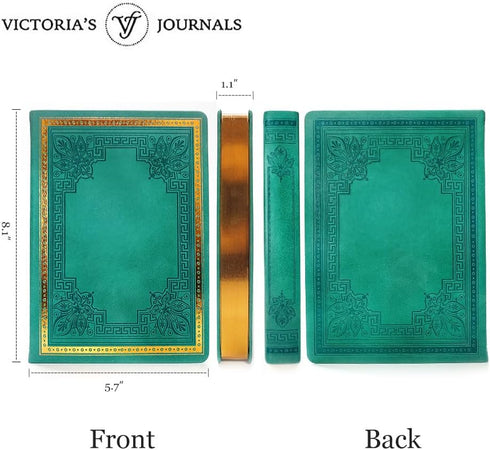 Leatherette Vintage Journal Hard Cover Lined Notebook Old Looking Travel Diary, A5 Size 5.7'' x 8.1''