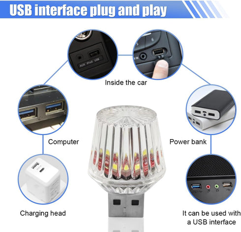 YoRise Car USB Night Light, Plug-in Mini Auto Interior Atmosphere Light, Portable USB Car LED Lights, Universal