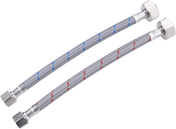 ARCORA Faucet Supply Lines, 9" Length Braided Nylon Water Supply Line 3/8" Comp x 1/2" Comp 2Pcs