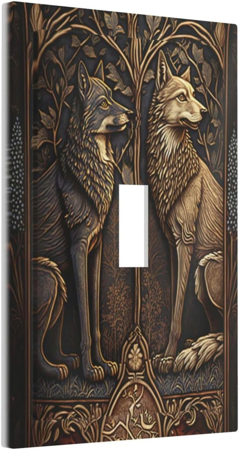 Medieval Of Two Wolves 1 Gang Single Toggle Light Switch Covers Decorative Wall Plate Switchplate Electrical Faceplate for Bedroom Bathroom Kitchen Decor by Thsanju