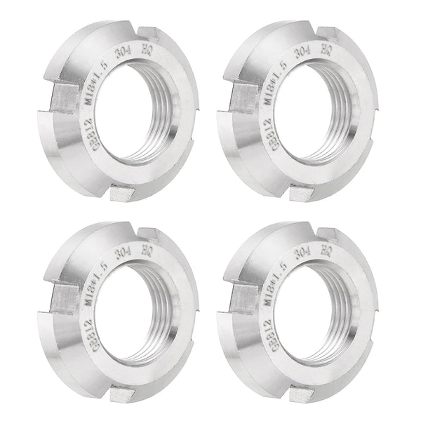 uxcell M18 x 1.5mm - 4Pcs Retaining Round Nuts, 304 Stainless Steel Lock Nut for Rolling Bearings, Silver